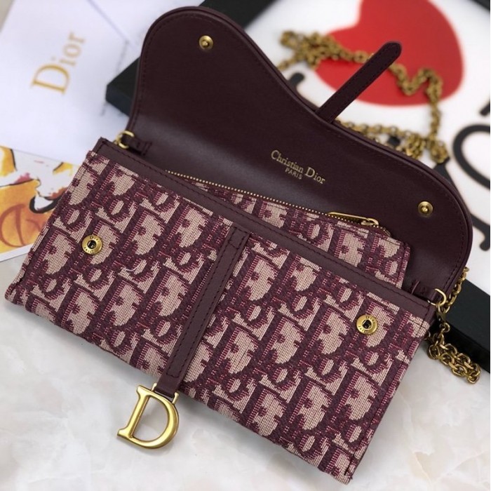 D*or oblique saddle wallet burgundy