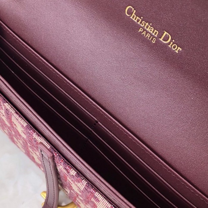D*or oblique saddle wallet burgundy