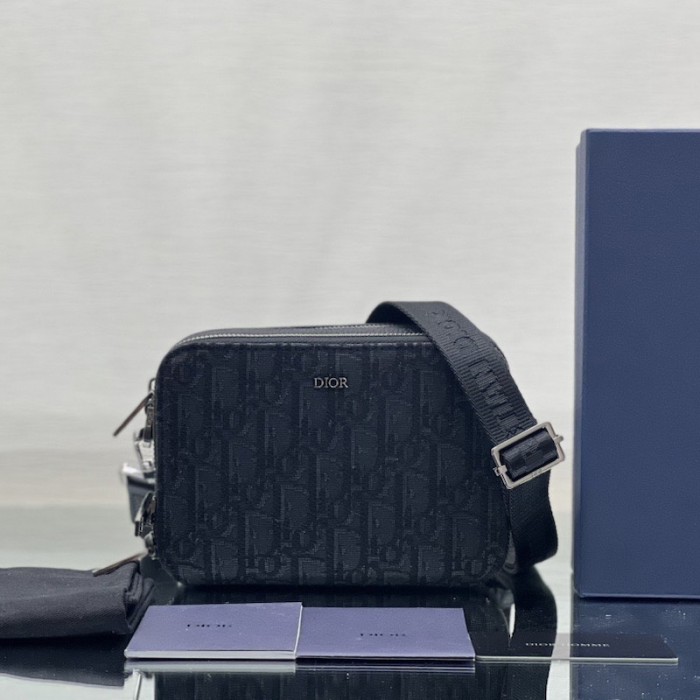 D*or pouch with strap black D*or oblique jacquard