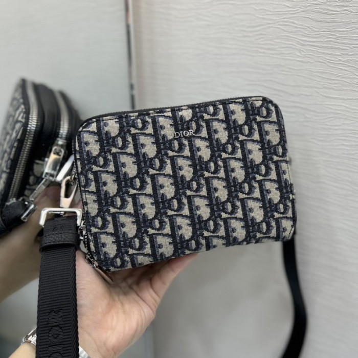D*or pouch with strap blue D*or oblique jacquard