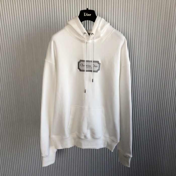 D*or relaxed-fit hooded sweatshirt white organic cotton fleece