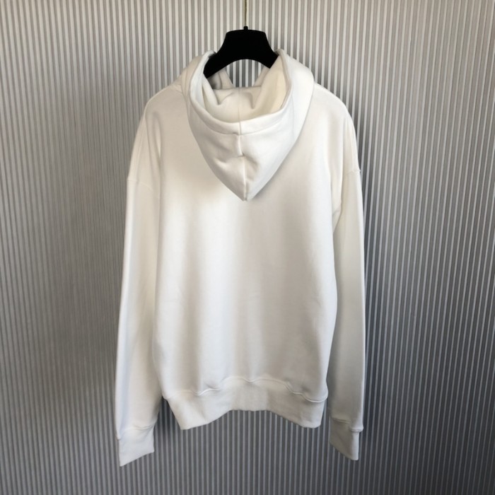 D*or relaxed-fit hooded sweatshirt white organic cotton fleece