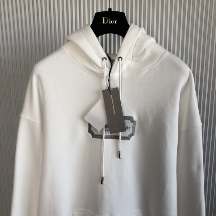 D*or relaxed-fit hooded sweatshirt white organic cotton fleece