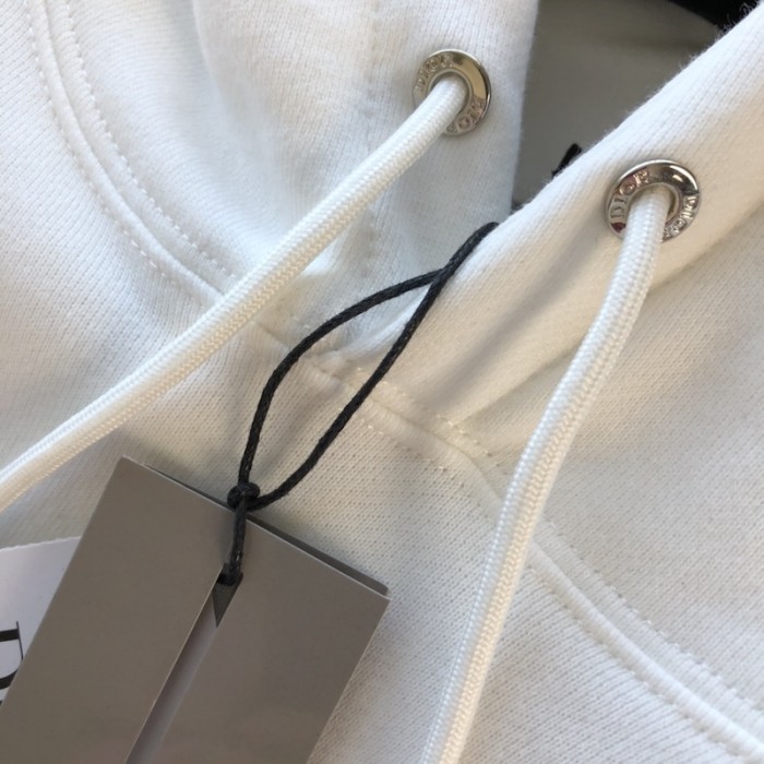 D*or relaxed-fit hooded sweatshirt white organic cotton fleece