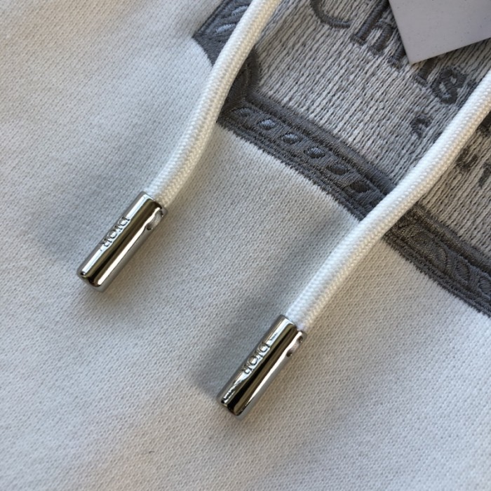 D*or relaxed-fit hooded sweatshirt white organic cotton fleece