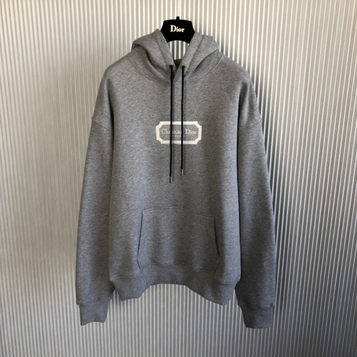 D*or relaxed-fit hooded sweatshirt gray organic cotton fleece
