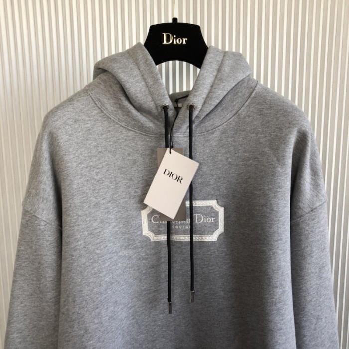 D*or relaxed-fit hooded sweatshirt gray organic cotton fleece