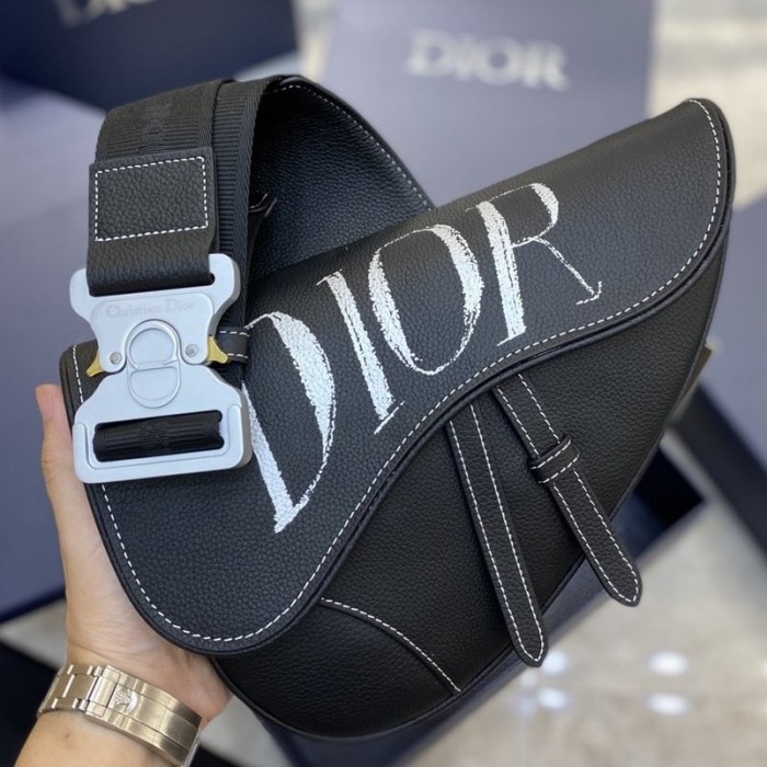 D*or saddle bag black grained calfskin with D*or and shawn signature