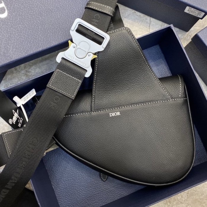 D*or saddle bag black grained calfskin with D*or and shawn signature