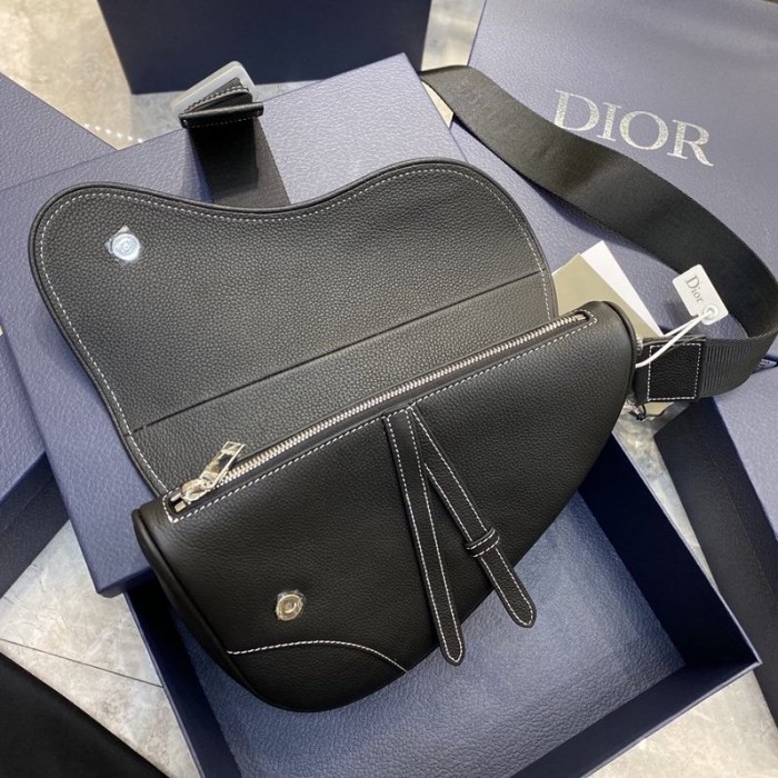D*or saddle bag black grained calfskin with D*or and shawn signature