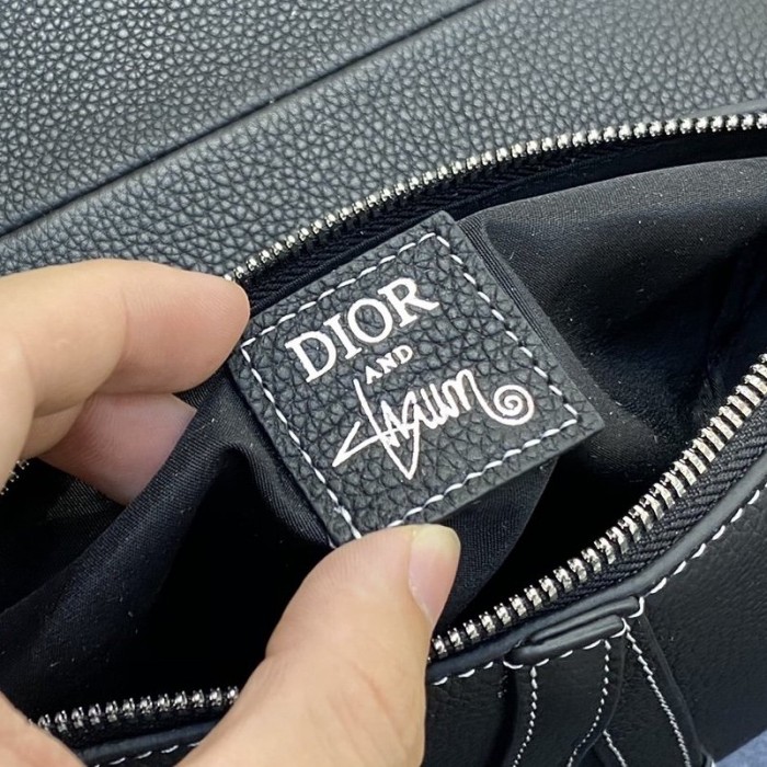 D*or saddle bag black grained calfskin with D*or and shawn signature