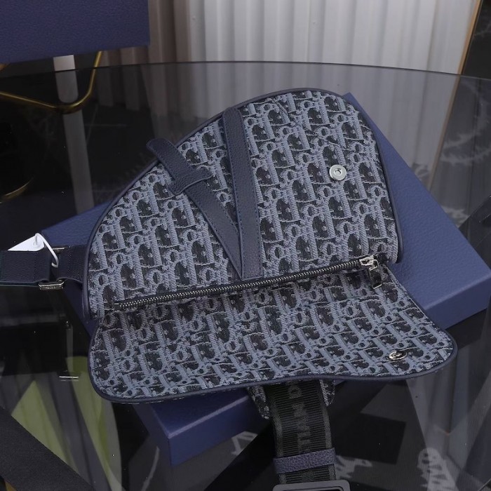 D*or saddle bag black and blue D*or oblique jacquard