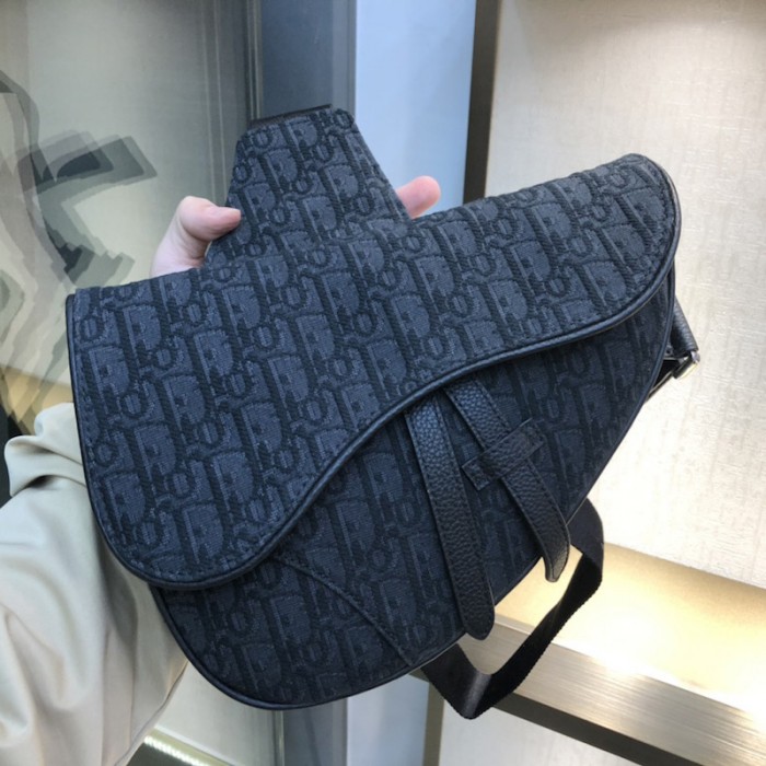 D*or saddle bag beige and black D*or oblique jacquard