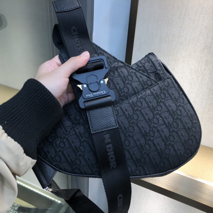 D*or saddle bag beige and black D*or oblique jacquard