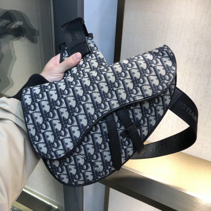D*or saddle bag beige and blue D*or oblique jacquard