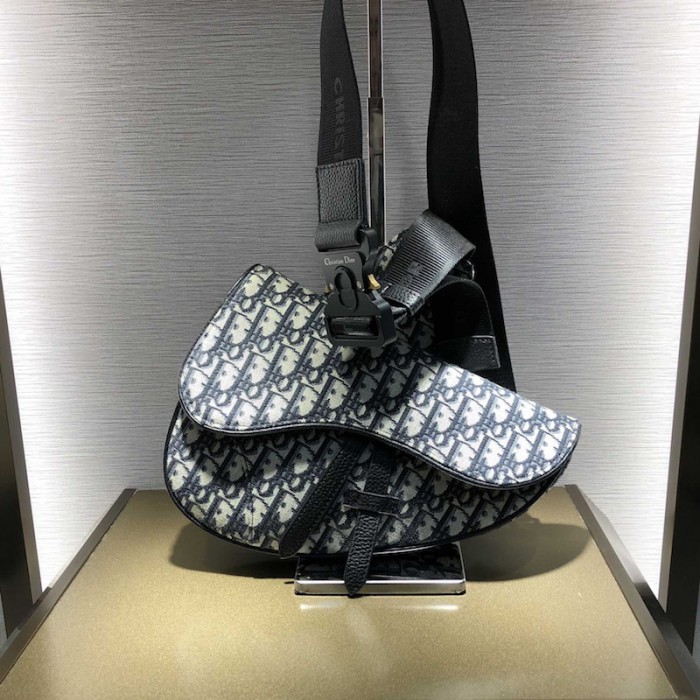 D*or saddle bag beige and blue D*or oblique jacquard