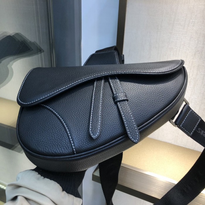 D*or saddle bag black grained calfskin
