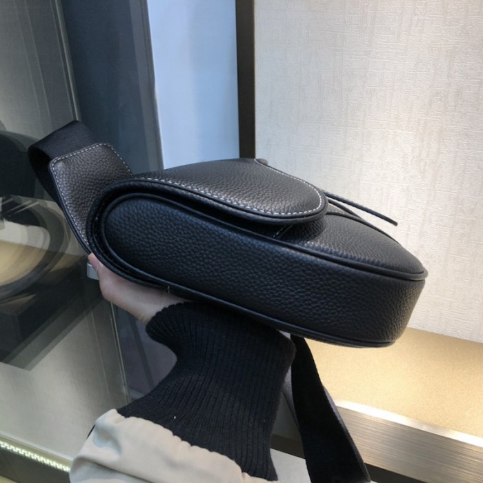 D*or saddle bag black grained calfskin