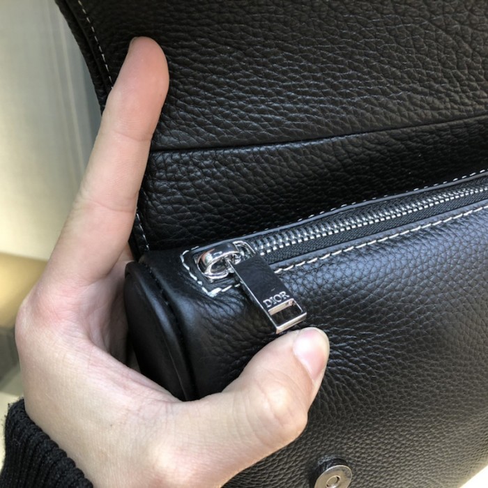 D*or saddle bag black grained calfskin