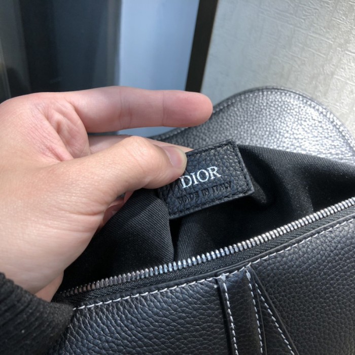 D*or saddle bag black grained calfskin