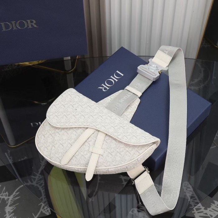 D*or saddle bag white D*or oblique jacquard