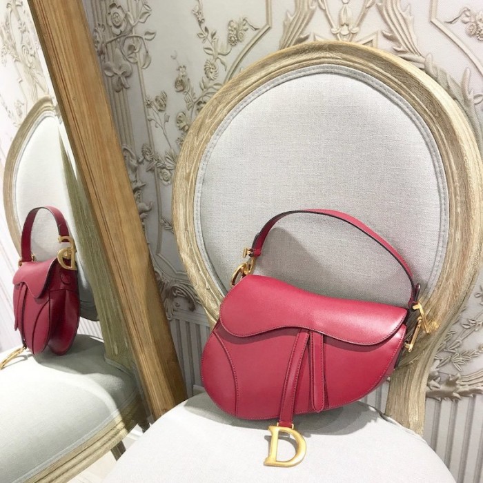 D*or saddle calfskin bag red