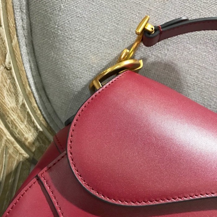 D*or saddle calfskin bag red
