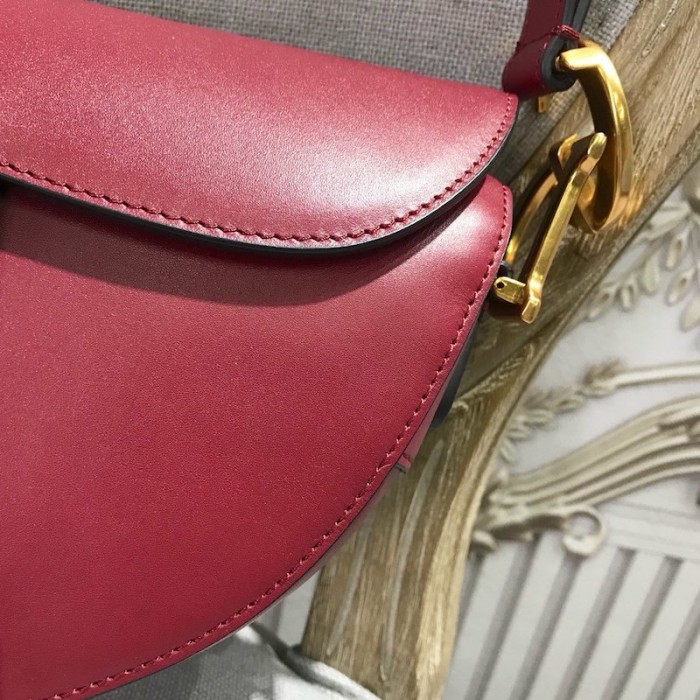 D*or saddle calfskin bag red
