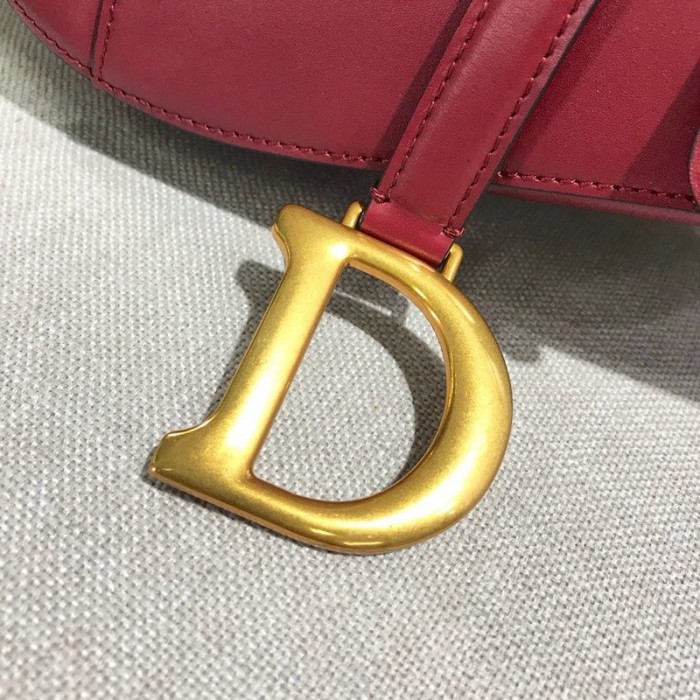 D*or saddle calfskin bag red