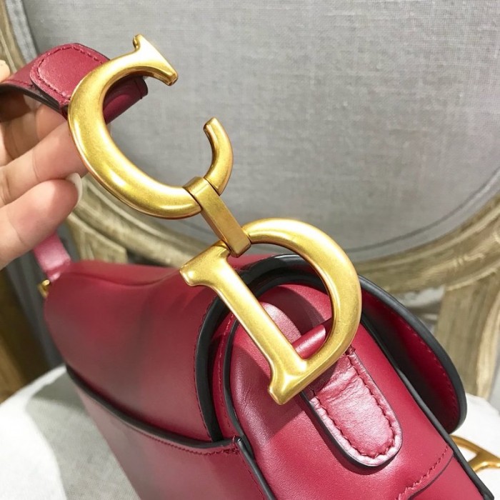 D*or saddle calfskin bag red