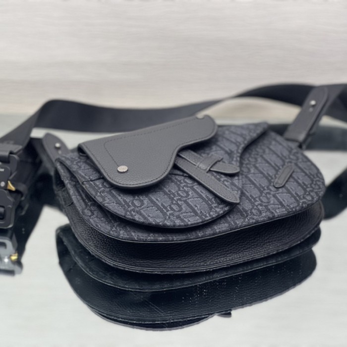 D*or saddle pouch beige and black D*or oblique jacquard