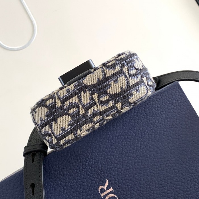 D*or saddle vertical pouch with strap beige and black D*or oblique jacquard