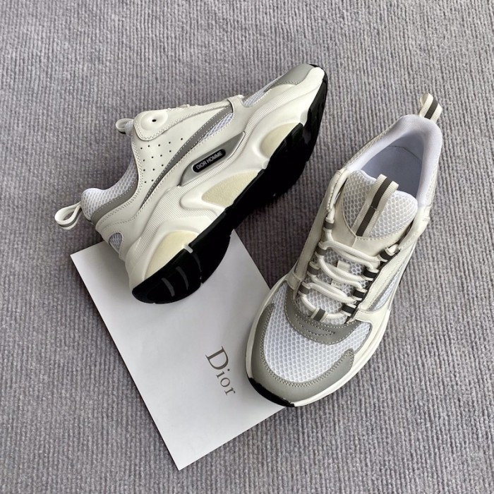 D*or b22 sneaker in technical knit and cream calfskin
