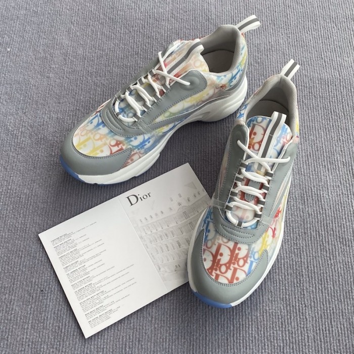 D*or b22 sneaker in technical knit and multicolor calfskin