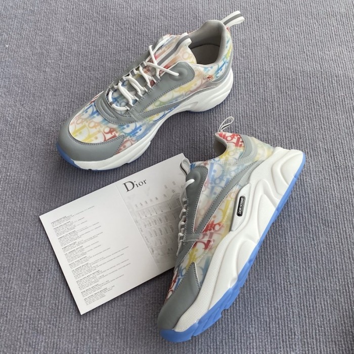 D*or b22 sneaker in technical knit and multicolor calfskin
