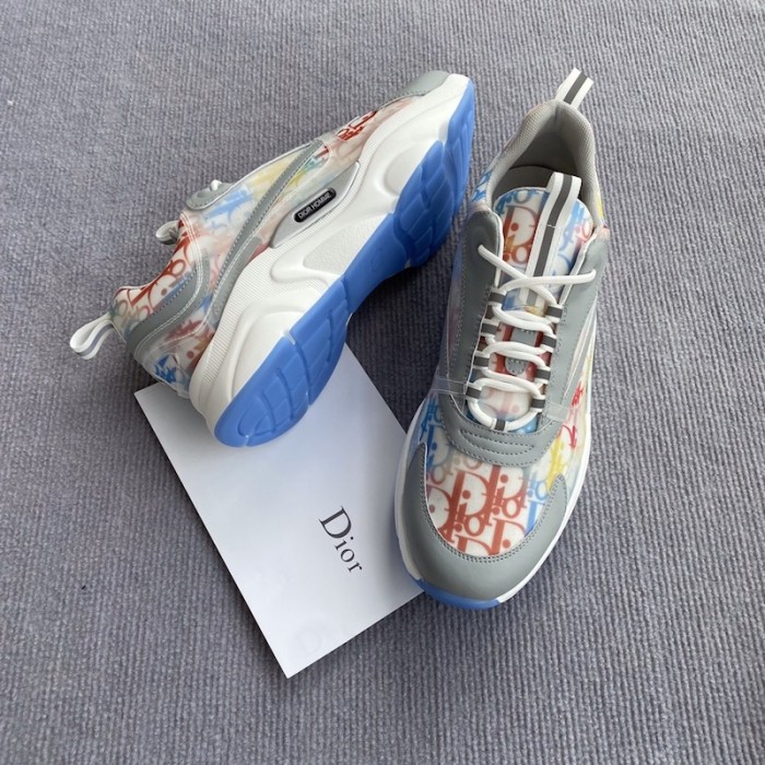 D*or b22 sneaker in technical knit and multicolor calfskin
