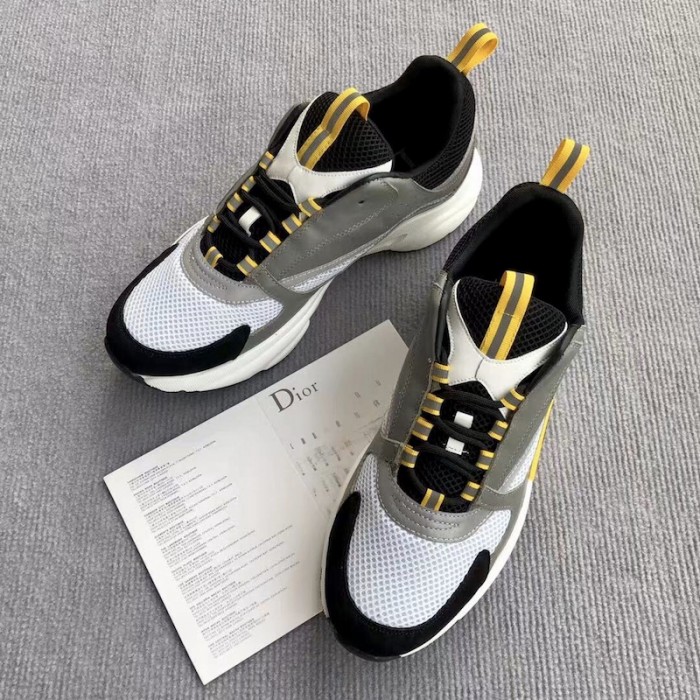 D*or b22 sneaker in technical knit white and green calfskin