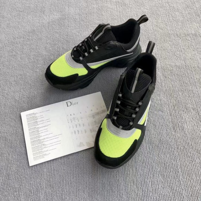D*or b22 sneaker in technical knit black and green calfskin