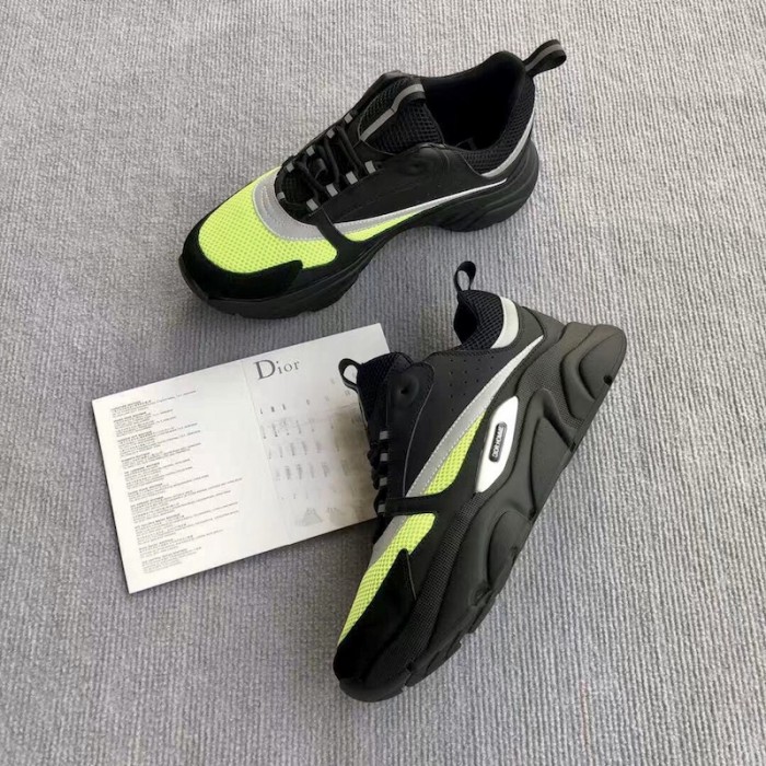 D*or b22 sneaker in technical knit black and green calfskin