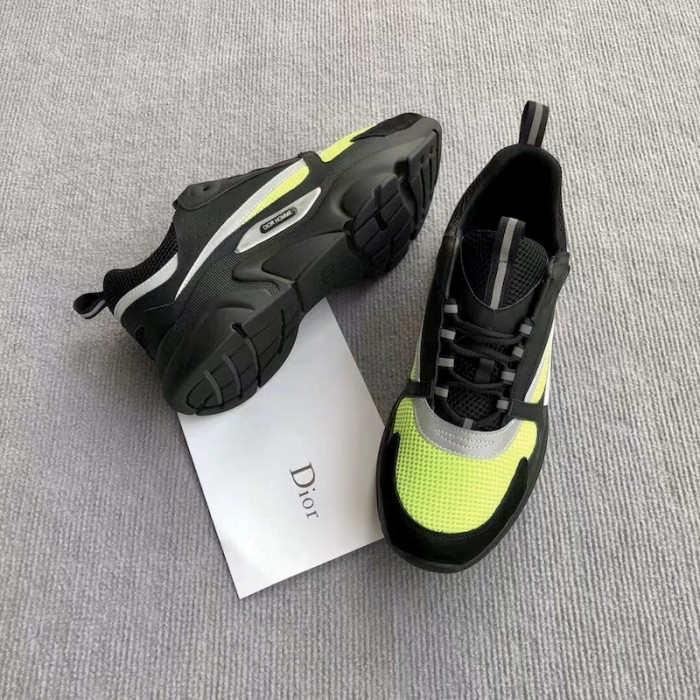 D*or b22 sneaker in technical knit black and green calfskin