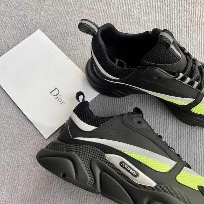 D*or b22 sneaker in technical knit black and green calfskin