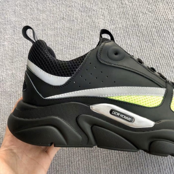 D*or b22 sneaker in technical knit black and green calfskin