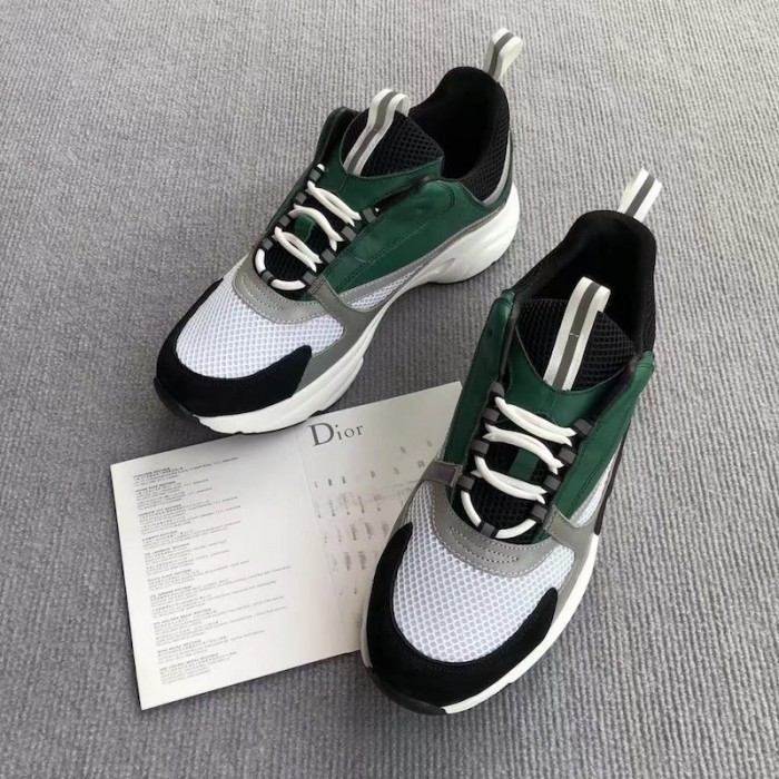 D*or b22 sneaker in technical knit grey and green calfskin