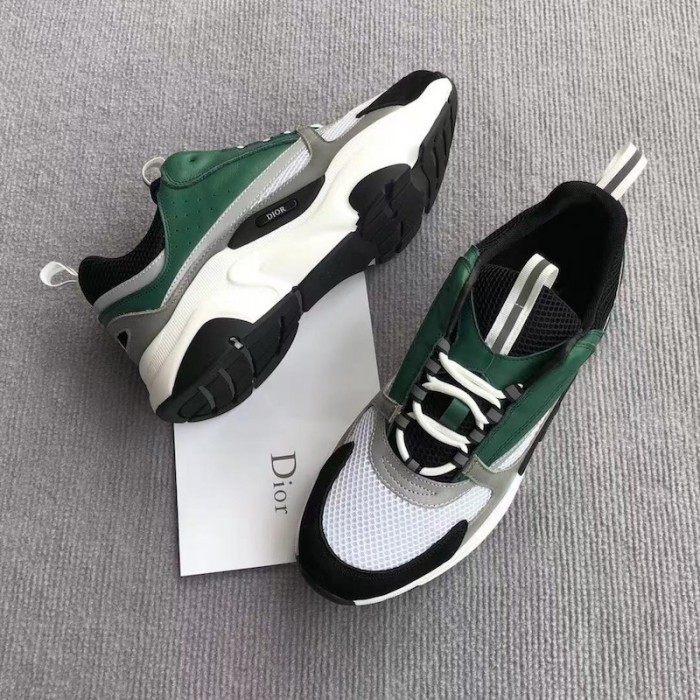 D*or b22 sneaker in technical knit grey and green calfskin
