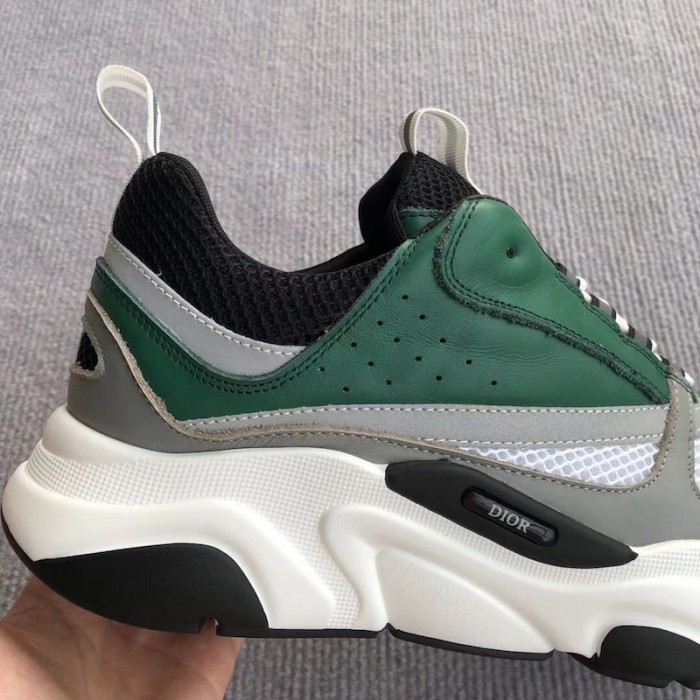 D*or b22 sneaker in technical knit grey and green calfskin
