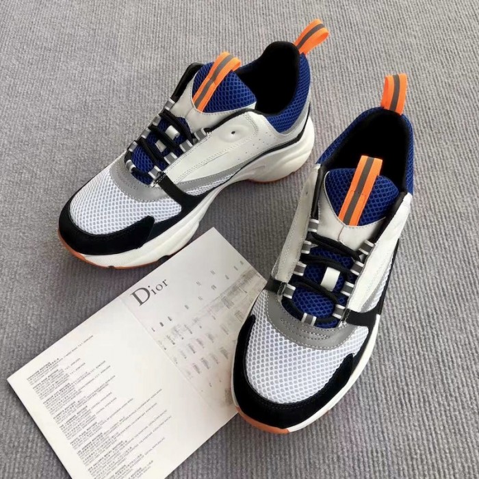 D*or b22 sneaker in technical knit grey and blue calfskin