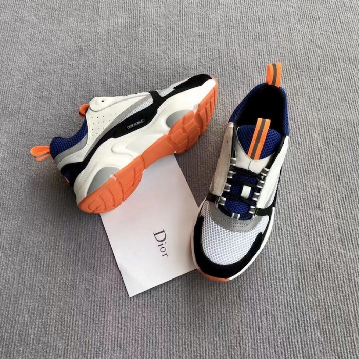 D*or b22 sneaker in technical knit grey and blue calfskin