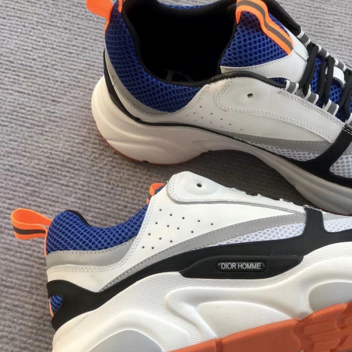 D*or b22 sneaker in technical knit grey and blue calfskin