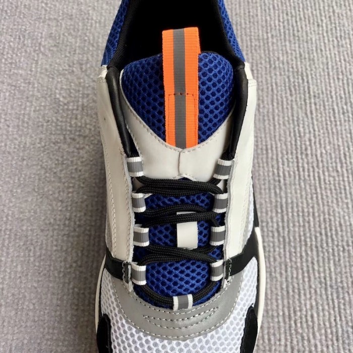 D*or b22 sneaker in technical knit grey and blue calfskin
