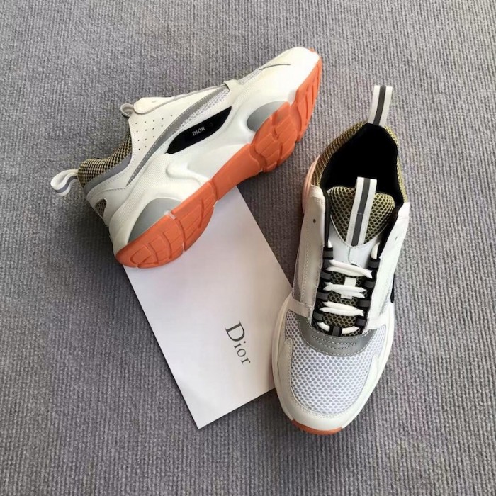 D*or b22 sneaker in technical knit ivory and green calfskin